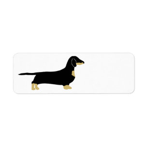 dachshund black and tan silhouette label