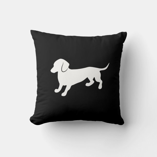 Dachshund Black and White Design Throw Pillow (Front)