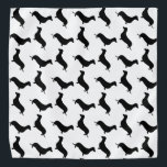 Dachshund Black Silhouette on White or Any Color Bandana<br><div class="desc">Dachshund Black Silhouette on White or Any Color Black outlined silhouettes on white or any color background of the short-legged Dachshund,  beloved by its owners for its feisty and clever temperament. Bred to ferret out badgers and other ground burrowers,  the tiny dog is not short on personality</div>