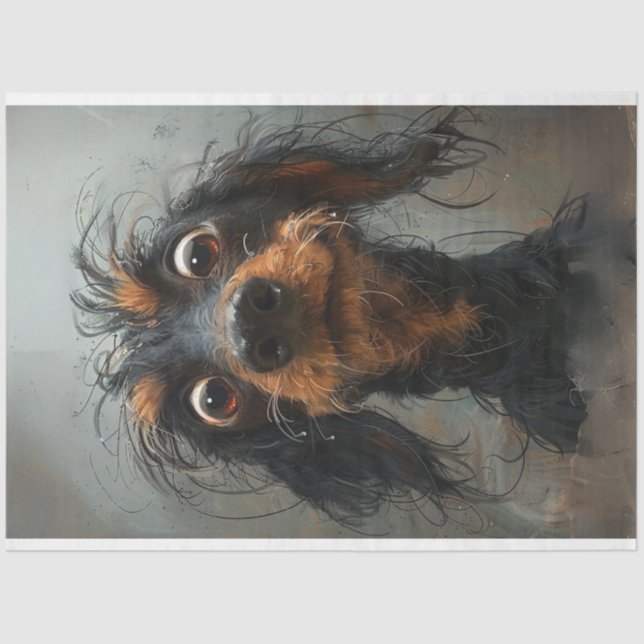 Dachshund Blinky Dog Decoupage  Tissue Paper (Front)