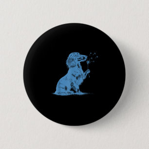 Dachshund blowing wishes dandelion cute pet lover button
