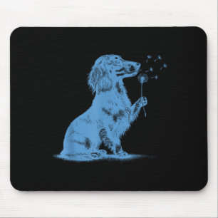 Dachshund blowing wishes dandelion cute pet lover mouse pad