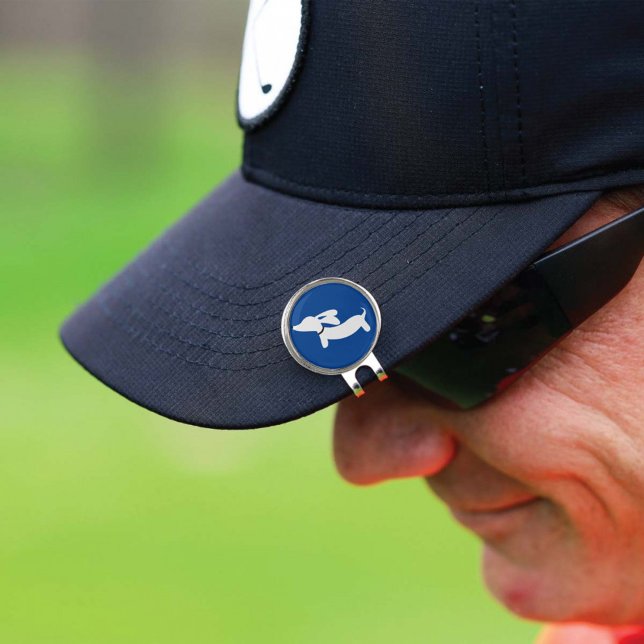 Dachshund Blue Golf Hat Clip Doxie Golfer Gift (Blue dachshund golf ball marker hat clip)