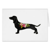 Dachshund Bohemian Floral Silhouette (Front Horizontal)