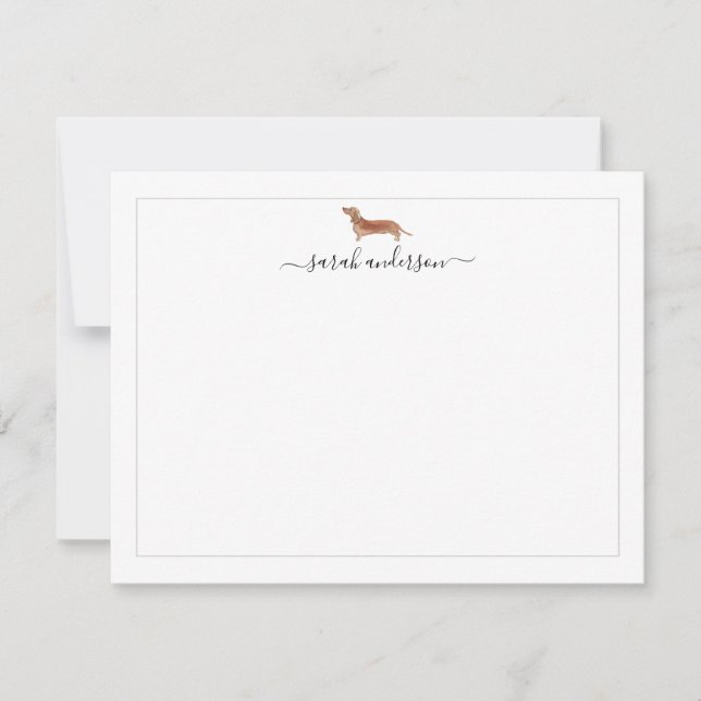 Dachshund Border Personalized Note Card (Front)