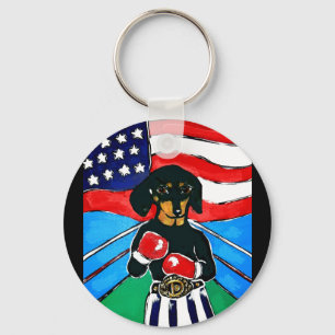 Dachshund Boxer Keychain