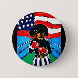 Dachshund Boxer Pinback Button