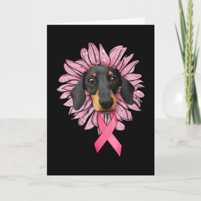 dachshund breast cancer awareness card (Front)