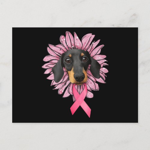 dachshund breast cancer awareness postcard
