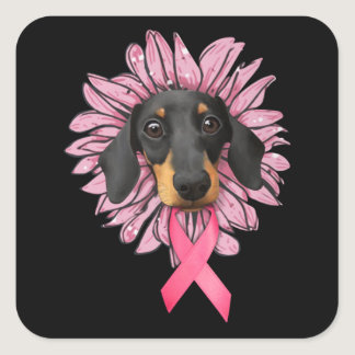 dachshund breast cancer awareness square sticker