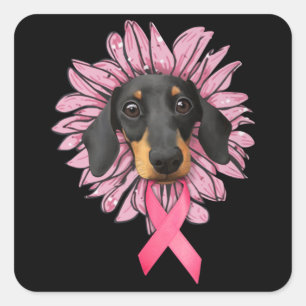 dachshund breast cancer awareness square sticker