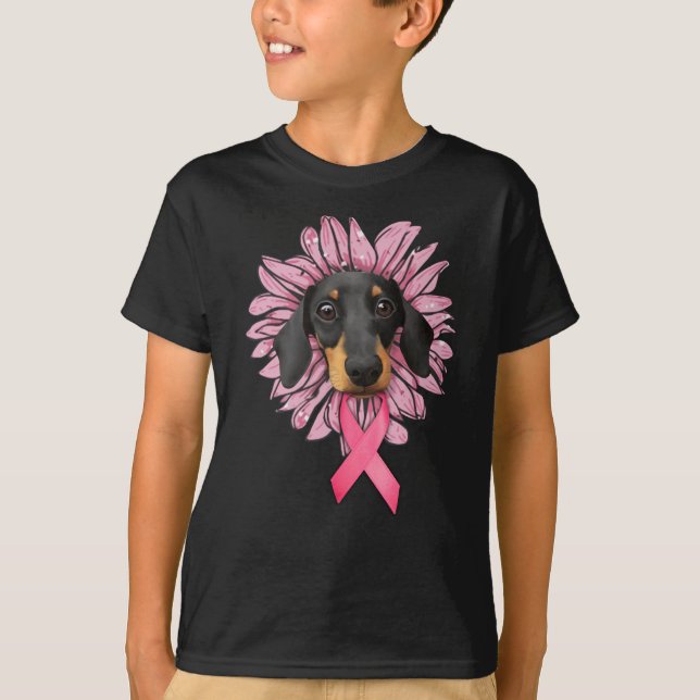 dachshund breast cancer awareness T-Shirt (Front)