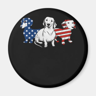 Dachshund Breed Dog America Flag Patriot 4th Magnet