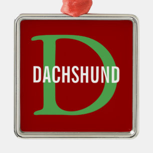 Dachshund Breed Monogram Design Metal Ornament