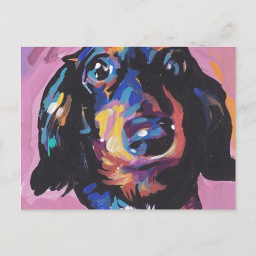 dachshund Bright Colorful Pop Dog Art Postcard