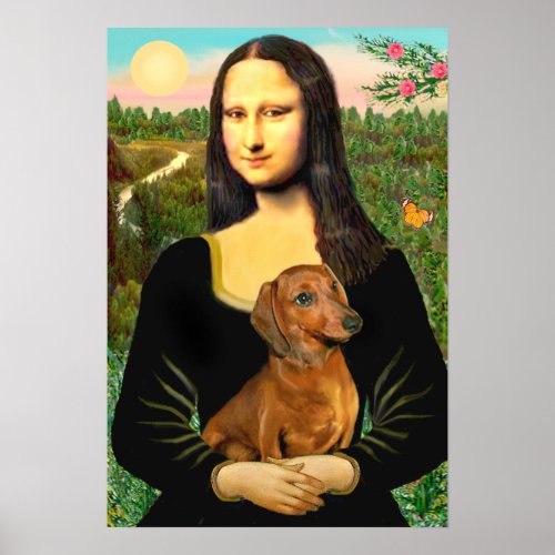 Dachshund brown1 _ Mona Lisa Poster