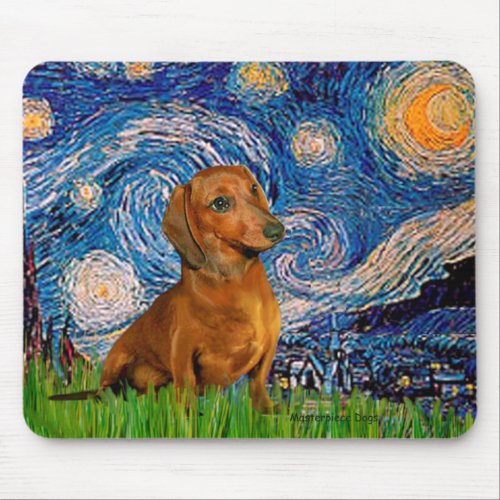 Dachshund Brown1 _ Starry Night Mouse Pad