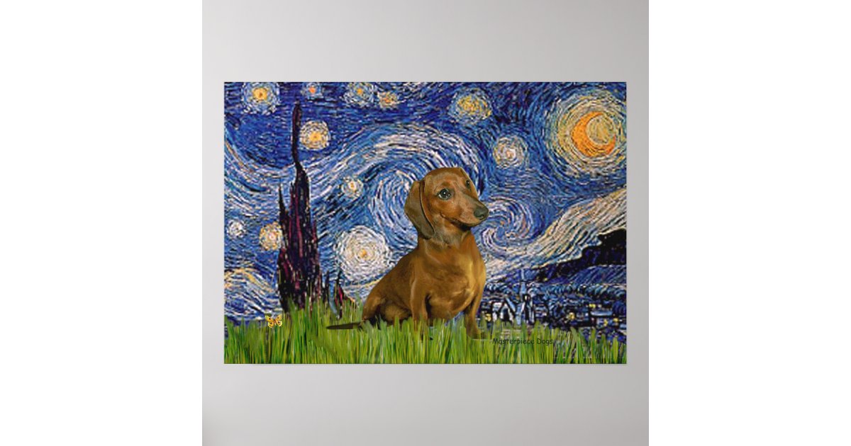 Dachshund (Brown1) - Starry Night Poster | Zazzle