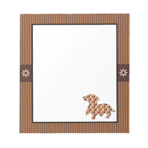 Dachshund  Brown Knit Plaid Notepad