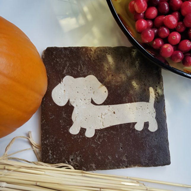 Dachshund Brown Travertine Stone Trivet Doxie Dog (Creator Uploaded)