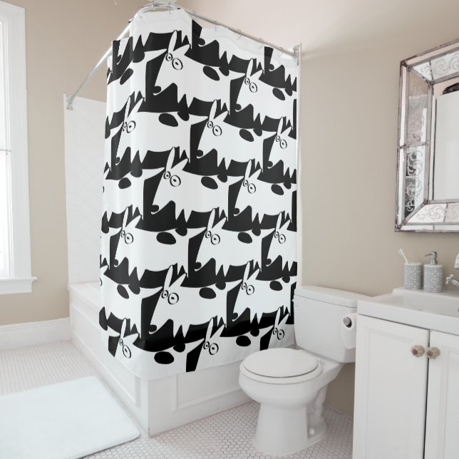 dachshund bull terrier Doodles Shower Curtain (In Situ)