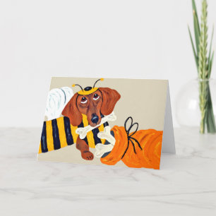 Dachshund Bumblebee with dog treats Card