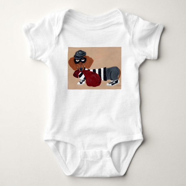 Dachshund Burglar  Baby Bodysuit (Front)