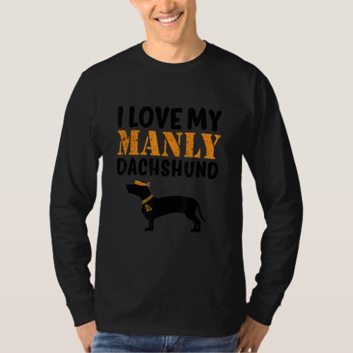 Dachshund Canine Pet  Boy Dog Gender Reveal Manly  T_Shirt