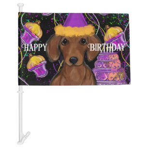 Dachshund car flag