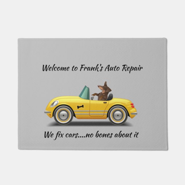 Dachshund Car Repair Door Mat (Front)