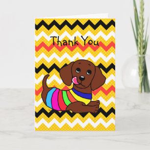Dachshund Cartoon 1 Hearts Thank You Card