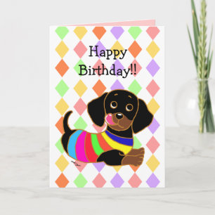 Dachshund Cartoon 2 Birthday Card