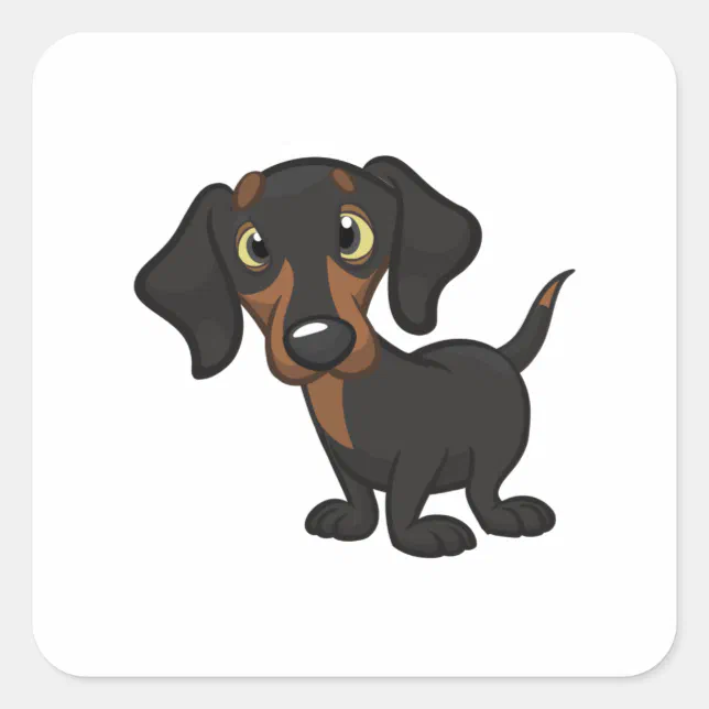 Dachshund cartoon cute dog square sticker | Zazzle