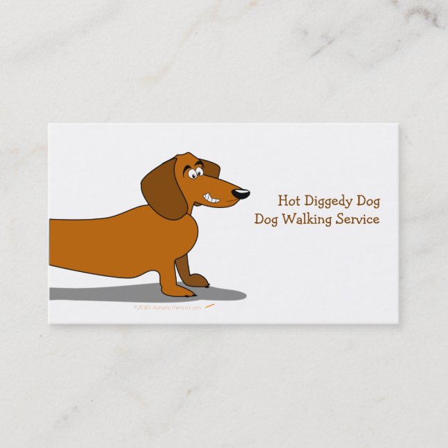Dachshund Cartoon Dog Business Card Template (Front)