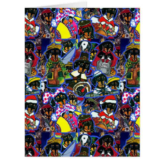  Dachshund  Cartoons Cards (Front)