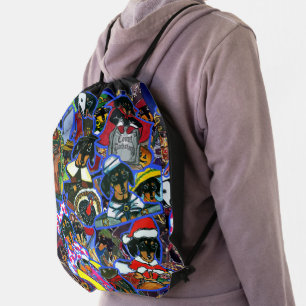 Dachshund Cartoons Drawstring Bag
