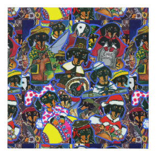 Dachshund Cartoons Faux Canvas Print