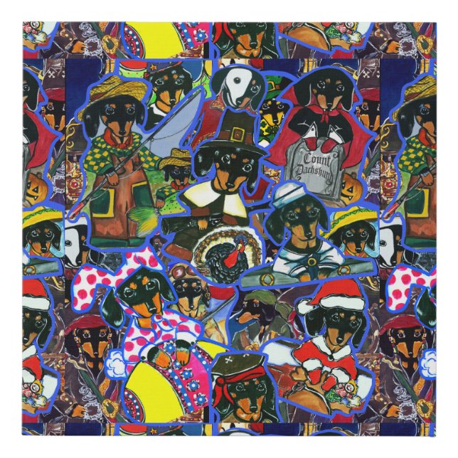  Dachshund  Cartoons Faux Canvas Print (Front)