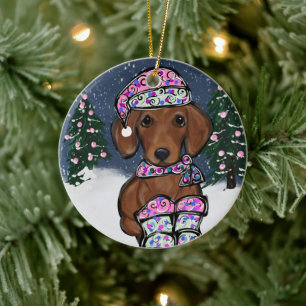 Dachshund ceramic ornament