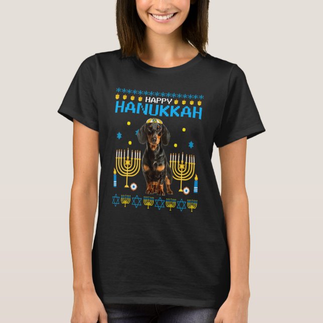 Dachshund Chanukah Jewish Ugly Hanukkah Sweater Pa (Front)