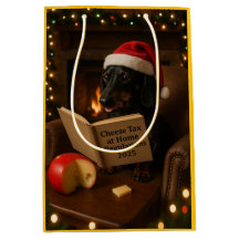 Dachshund 'Cheese Tax' Christmas gift bag