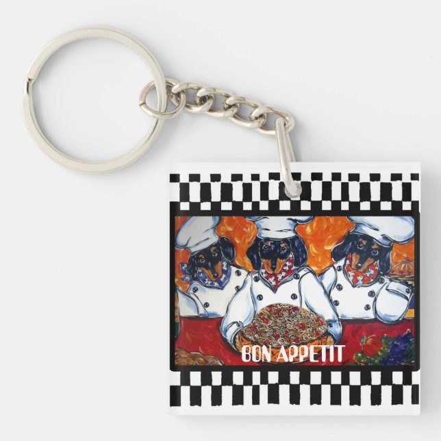 Dachshund Chefs Keychain (Front)