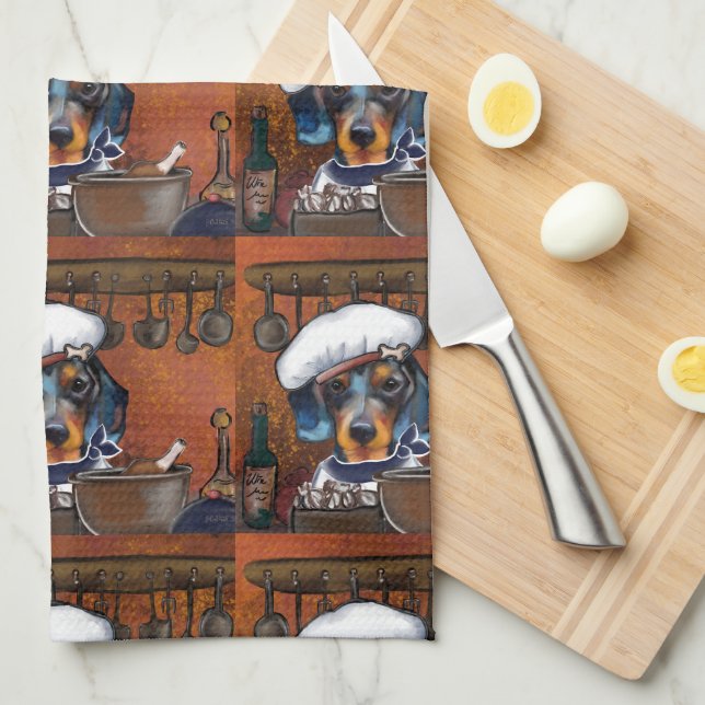 Dachshund Chefs Kitchen Towel (Quarter Fold)