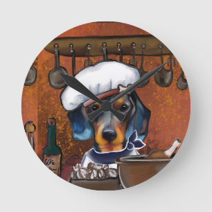 Dachshund Chefs Round Clock