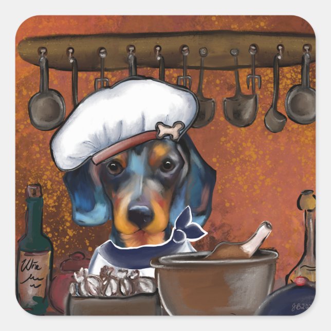 Dachshund Chefs Square Sticker (Front)