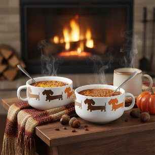 Dachshund Chili Bowl Mug Cozy Fall Colors