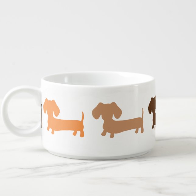 Dachshund Chili Soup Bowl Cozy Earth Tone Colors (Right)