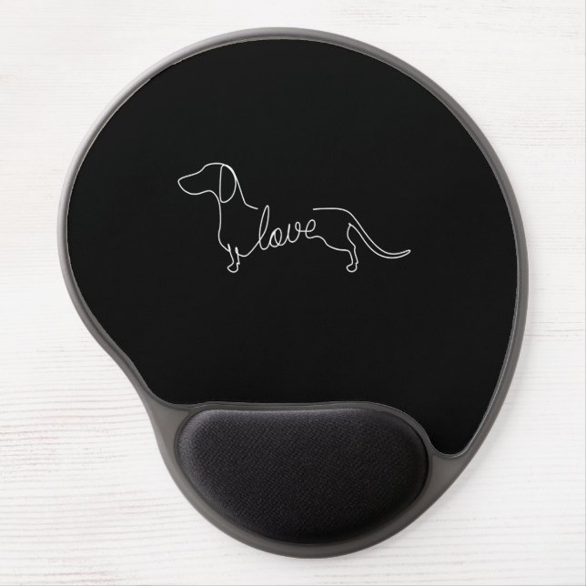 Dachshund Chiweenie Wiener Dog Love Art Sketch Gel Mouse Pad (Front)