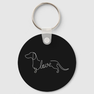 Dachshund Chiweenie Wiener Dog Love Art Sketch Keychain
