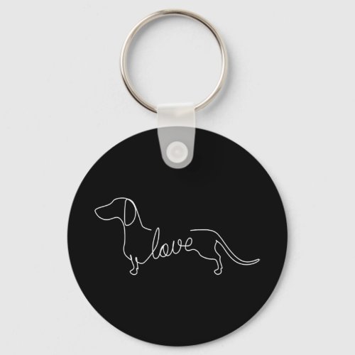 Dachshund Chiweenie Wiener Dog Love Art Sketch Keychain